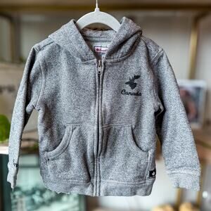 Canadiana Toddler Full-Zip Hoodie Grey Salt & Pepper Moose Logo Canada Size 5T